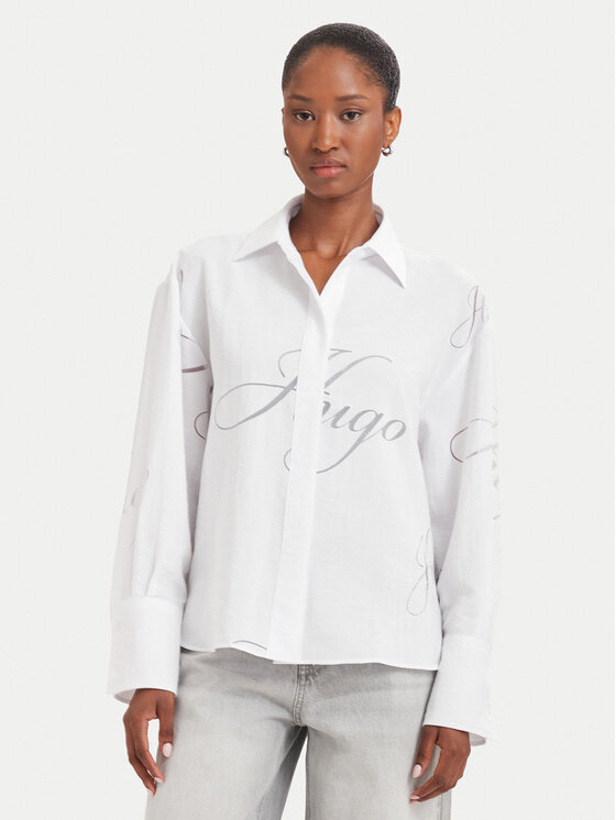 HUGO Cămașă Echinacea 50562585 Alb Oversize