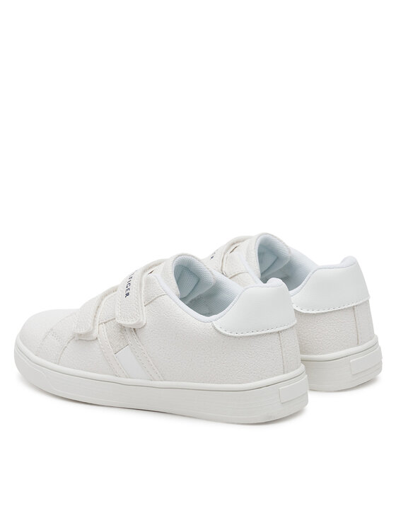 Tommy Hilfiger Tommy Hilfiger Laisvalaikio batai Flag Low Cut Velcro Sneaker T1A9-33726-0375 S Balta