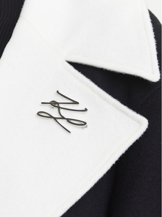 KARL LAGERFELD KARL LAGERFELD Vlnený kabát A3W15010 Čierna Regular Fit