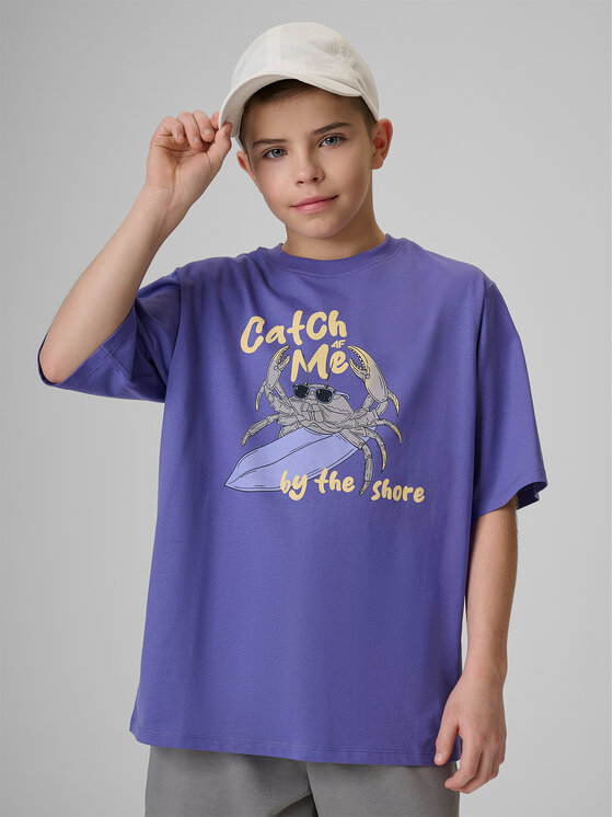 4F 4F T-Shirt WAVE RIDERS CLUB Fioletowy Loose Fit