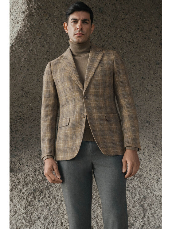 Lancerto Lancerto Marynarka Scanno MA131225000021 Beżowy Slim Fit
