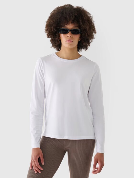 4F 4F Longsleeve 4FWMM00TLONF431-10S Biały Oversize