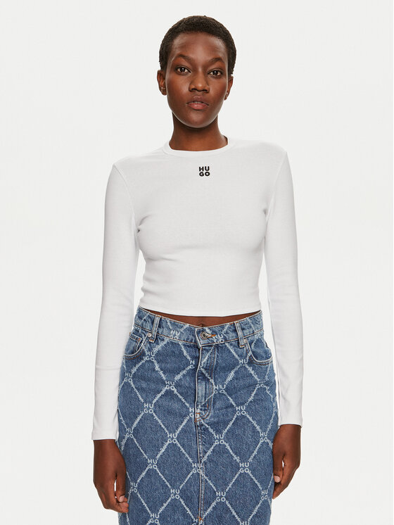 HUGO Hugo Majica Dafilomena_3 50518378 Bijela Slim Fit