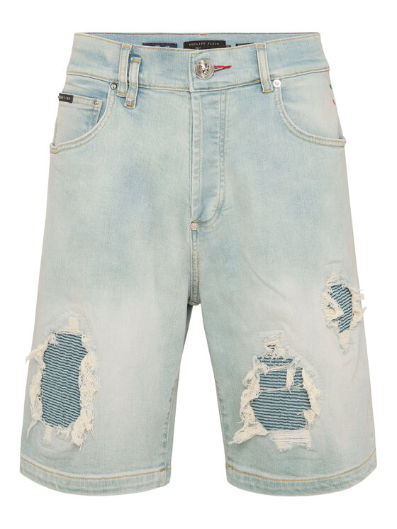 PHILIPP PLEIN PHILIPP PLEIN Szorty jeansowe 24333 Niebieski Loose Fit