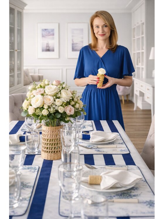 Roseberry Home Roseberry Home Obrus Dandy Navy Blue Niebieski