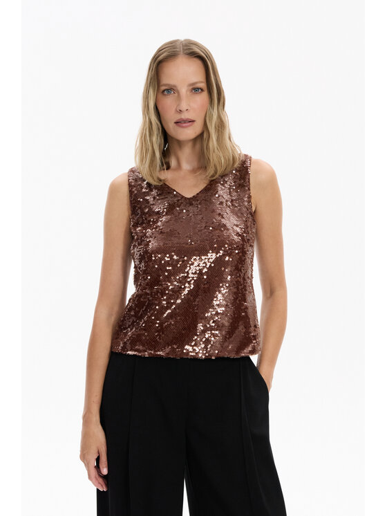 Deni Cler Milano Deni Cler Milano Top W-DC-0055-F5-F8-70-1 Brązowy Regular Fit