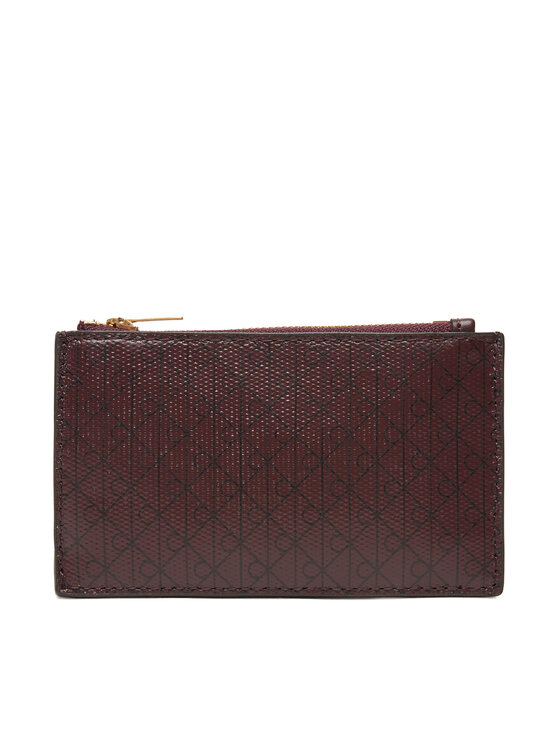 Calvin Klein Duży Portfel Damski Emblem Aop Top Zip Cardcase LV04F1084G Brązowy