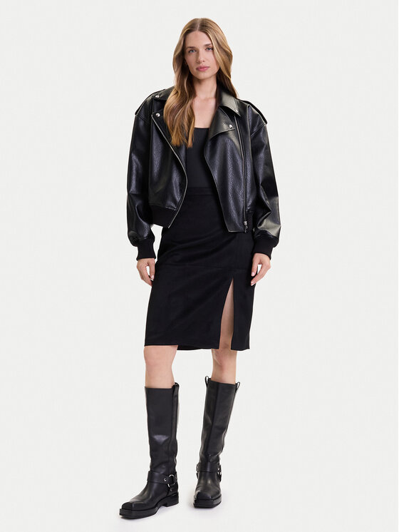 ONLY ONLY Sukňa z imitácie kože Loline 15357433 Čierna Regular Fit