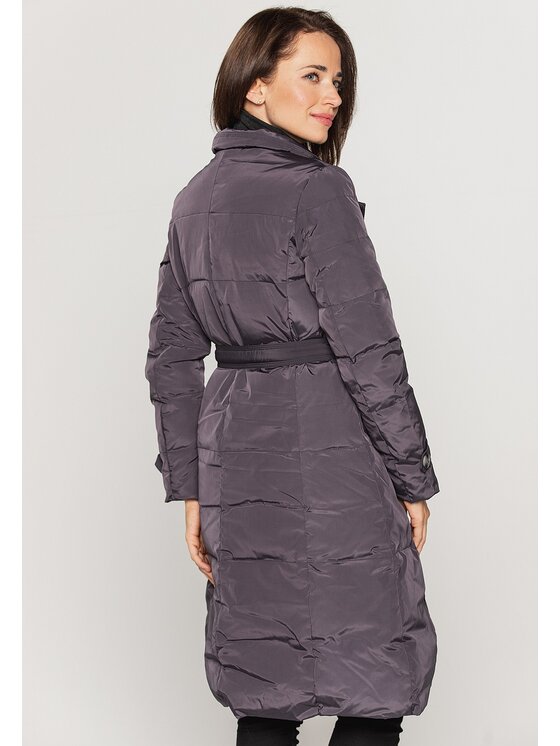 Perso Perso Zimný kabát puchowy wiązany Sivá Slim Fit