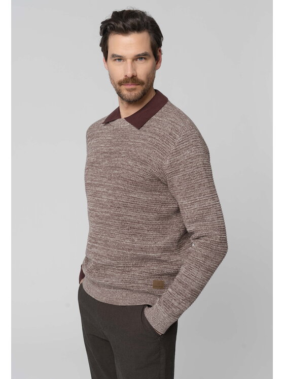 Volcano Volcano Sweter S-BERTO Beżowy Regular Fit