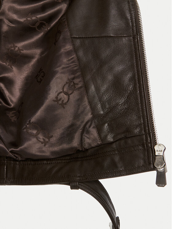PINKO Pinko Kožená bunda Costa Rica 103897 A21L Hnedá Regular Fit
