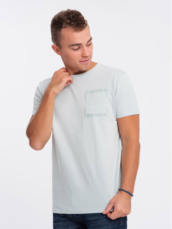 Ombre Ombre T-Shirt OM-TSPT-0154 Šedá Regular Fit