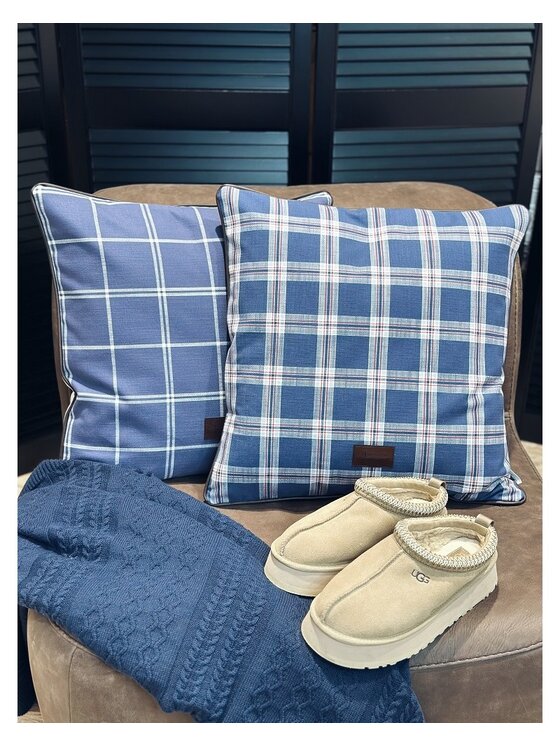 Sweet Living Sweet Living Poduszka Poduszka RIVERHEAD TARTAN NAVY /WHITE XL Granatowy