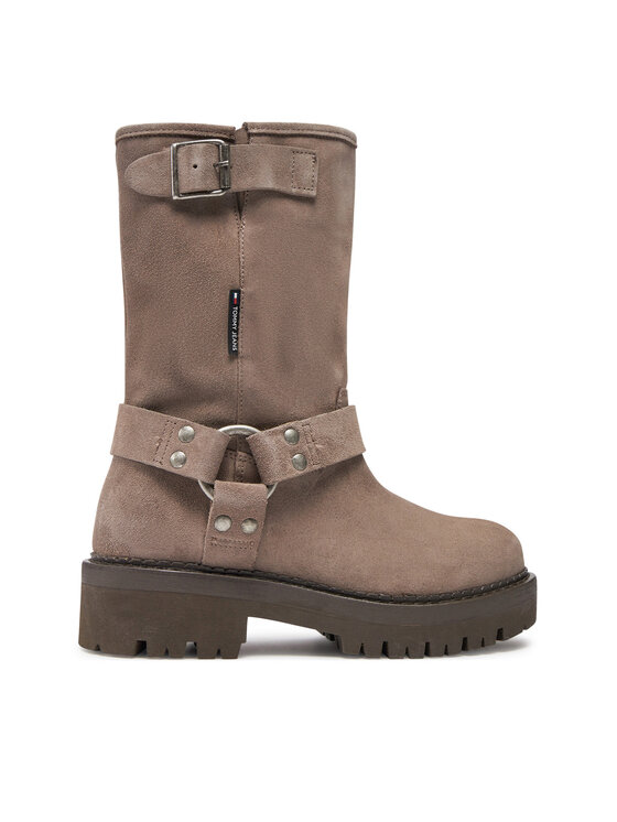 Tommy Jeans Členková obuv Tjw Urban Biker Boot Suede EN0EN02729 Sivá