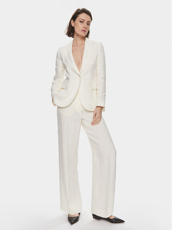 Weekend Max Mara Weekend Max Mara Pantaloni din material Malizia 2415131022 Alb Relaxed Fit