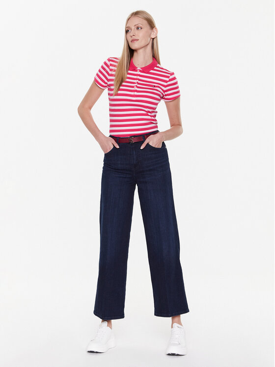 Tommy Hilfiger Tommy Hilfiger Tricou polo Stripe WW0WW27151 Roz Slim Fit