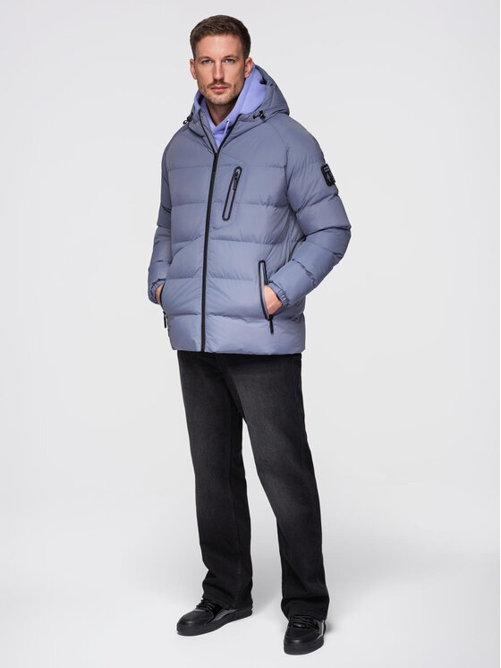 Ombre Ombre Kurtka zimowa OM-JAHP-0302 Fioletowy Regular Fit