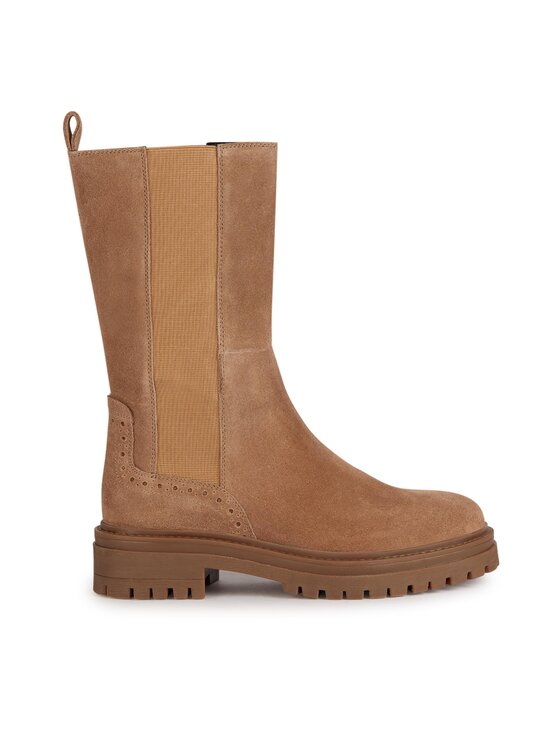 Bottines Geox D Iridea Pour Femme – Daim Caramel, Talon 4.5 Cm, Semelle Respirante
