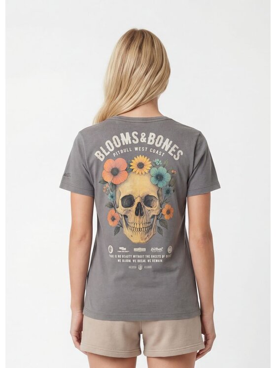 PITBULL PITBULL T-Shirt BLOOMS & BONES Szary Regular Fit