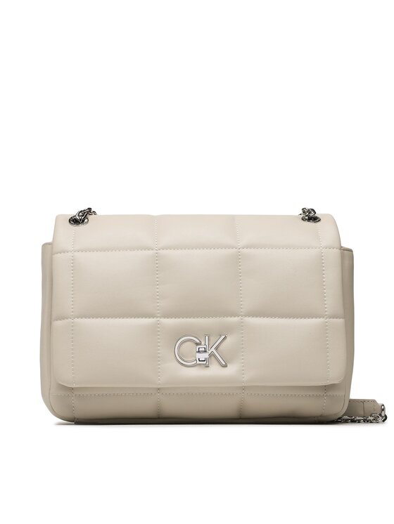 Calvin Klein Geantă Re-Lock Quilt Shoulder Bag K60K610454 Bej Bag imagine noua