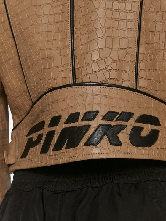 PINKO Pinko Lederjacke Annone Byker. 103208 A1Q9 Braun Regular Fit