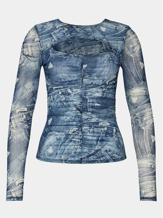Guess Guess Halenka Ls Cut-Out Brienna T W4RP11 KBAH2 Modrá Slim Fit
