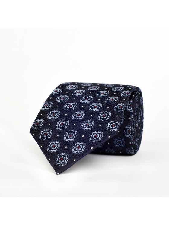ELSNER ELSNER Krawat SIX FOLD Z JEDWABNEGO ŻAKARDU A5862 Granatowy