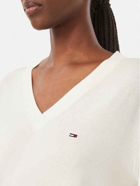 Tommy Jeans Tommy Jeans Sweter Essential DW0DW23362 Biały Regular Fit