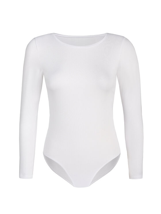 Teyli Teyli Body damskie z wiskozy Longy Biały Regular Fit