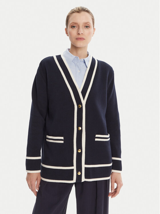 Gant Gant Kardigán 4805340 Sötétkék Relaxed Fit