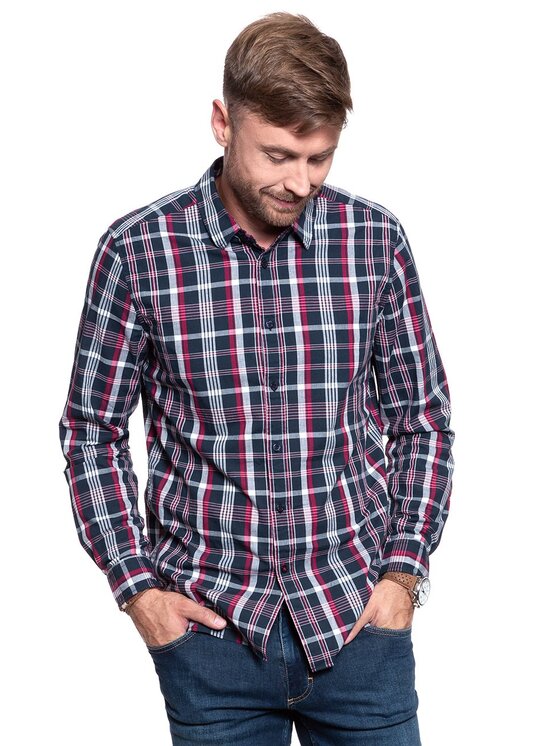 Mustang Mustang Camicia CLEMENS KC TURN-UP Rosso Regular Fit