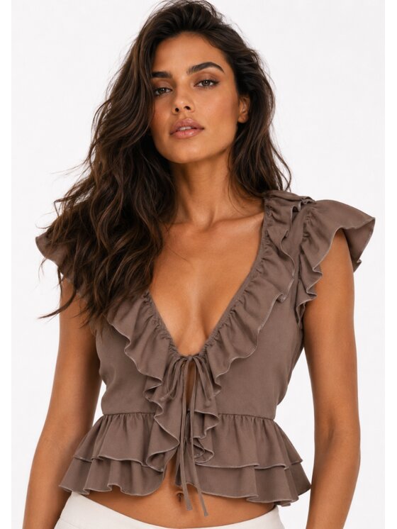 Agatha Studio Agatha Studio Bluzka A26LS-AH-K04 Brązowy Classic Fit