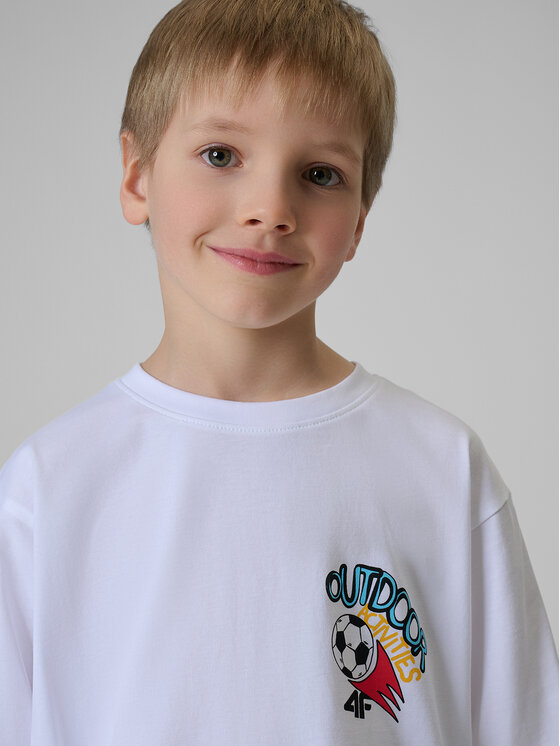4F 4F T-Shirt PLAY SEASON Biały Loose Fit