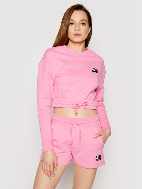 Tommy Jeans Sweatshirt Tjw Super Cropped Badge Crew DW0DW09797 Rosa Regular  Fit • Modivo.de