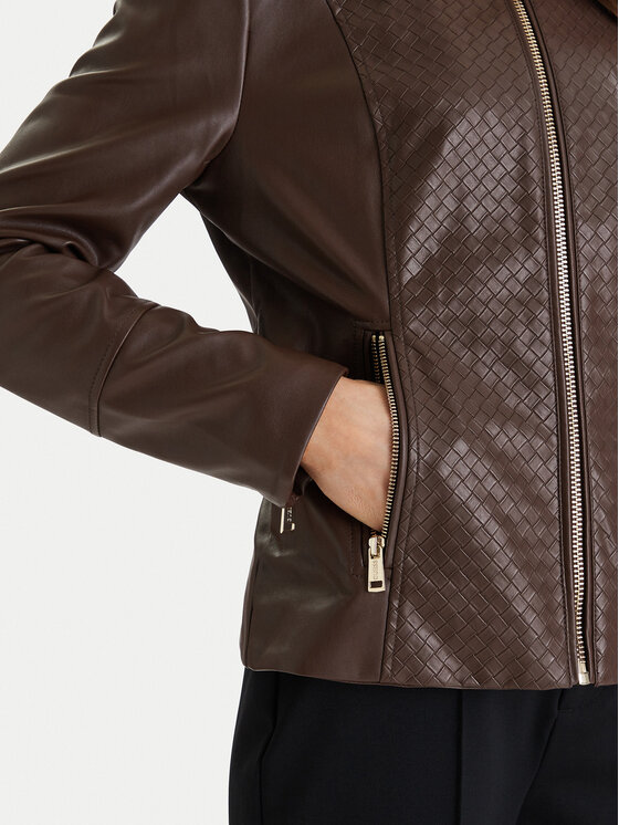 Guess Guess Bunda z imitace kůže W6RL52 WL850 Hnědá Regular Fit
