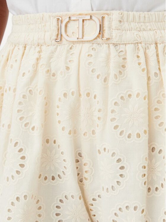 TWINSET TWINSET Bavlnené šortky 251TT2363 Écru Loose Fit