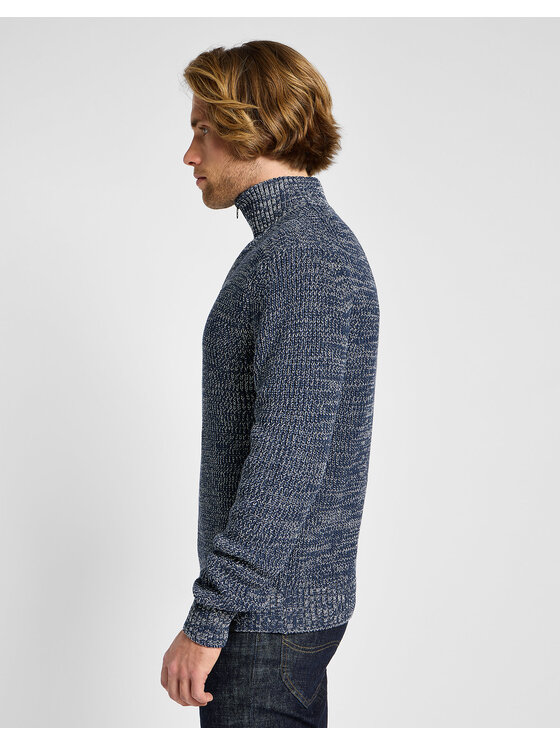 Lee Lee Sweter HALF ZIP KNIT Szary Regular Fit
