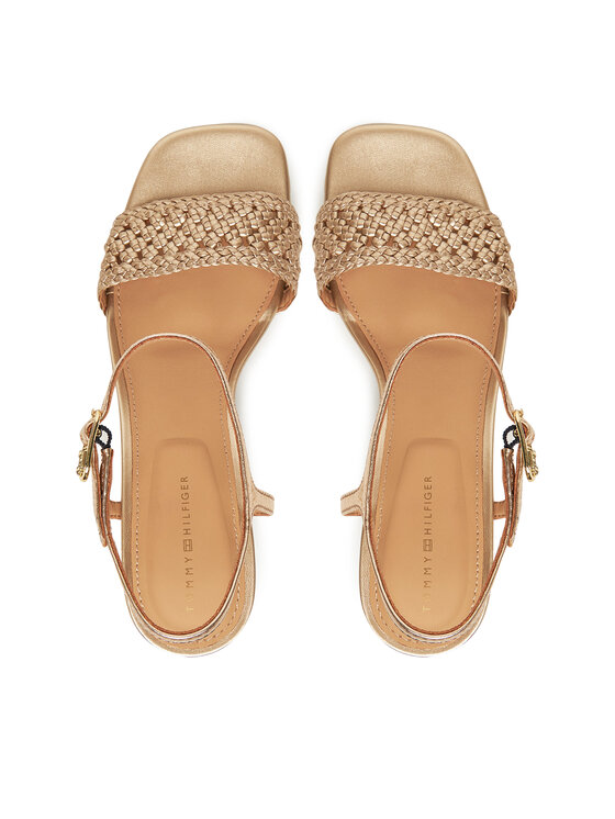 Tommy Hilfiger Tommy Hilfiger Sandale Metallic Lthr Kitten Sandal FW0FW08611 Zlatna