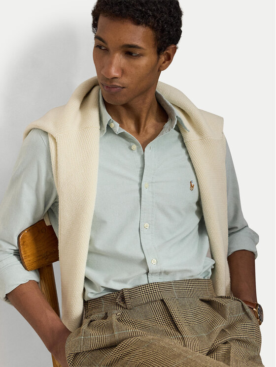 Polo Ralph Lauren Polo Ralph Lauren Риза 710792161501 Светлозелен Slim Fit