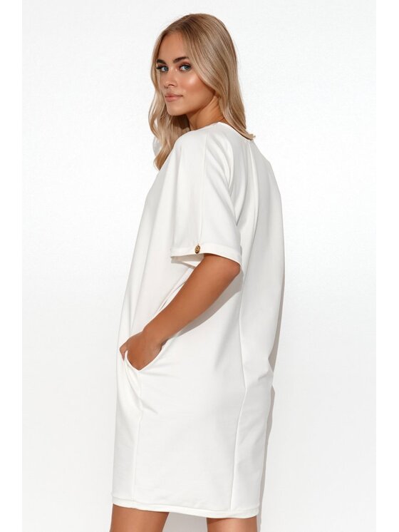 Makadamia Makadamia Sukienka codzienna M778 Biały Comfort Fit