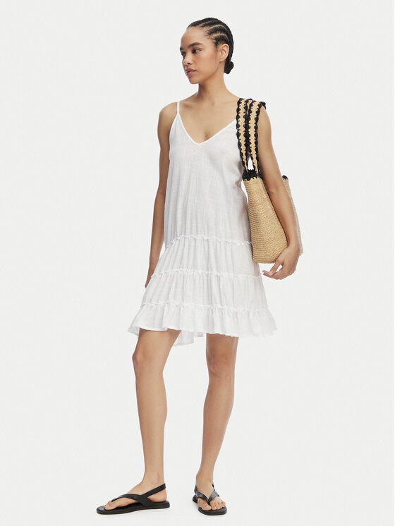 Banana Moon Banana Moon Лятна рокля Dona Tafalia LTL10 Бял Regular Fit