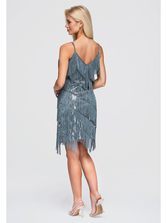 Ombre Ombre Sukienka wieczorowa LA-OM-DLR404 Szary Loose Fit