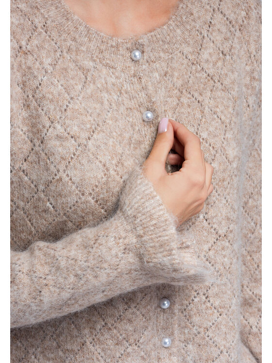 Ombre Ombre Sweter OW-SW-E0010 Beżowy Regular Fit