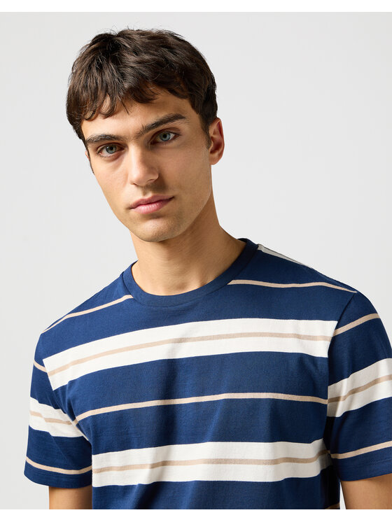 Wrangler Wrangler T-shirt STRIPE TEE 112362724 Blu scuro Regular Fit