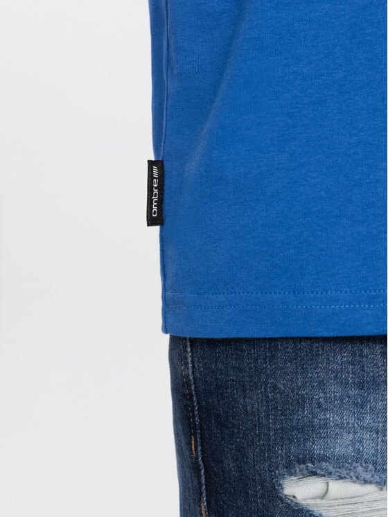 Ombre Ombre T-Shirt OM-TSBS-0146 Niebieski Regular Fit