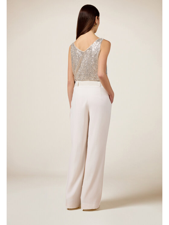Oltre Oltre Spodnie materiałowe P087R008729N021 Biały Baggy Fit