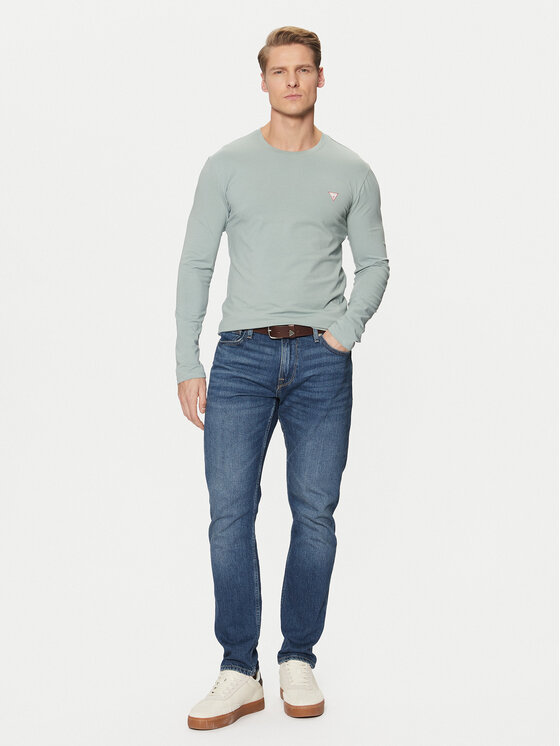 Guess Guess Majica dugih rukava M2YI28 J1314 Svijetloplava Slim Fit