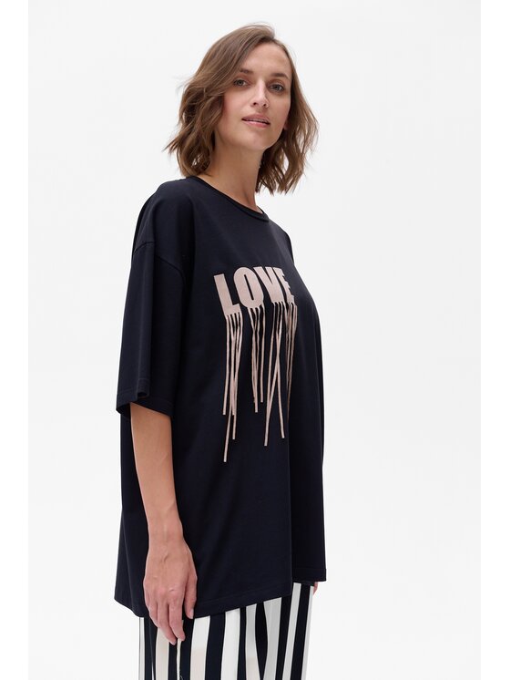 blue shadow blue shadow Bluzka Nena Czarny Regular Fit