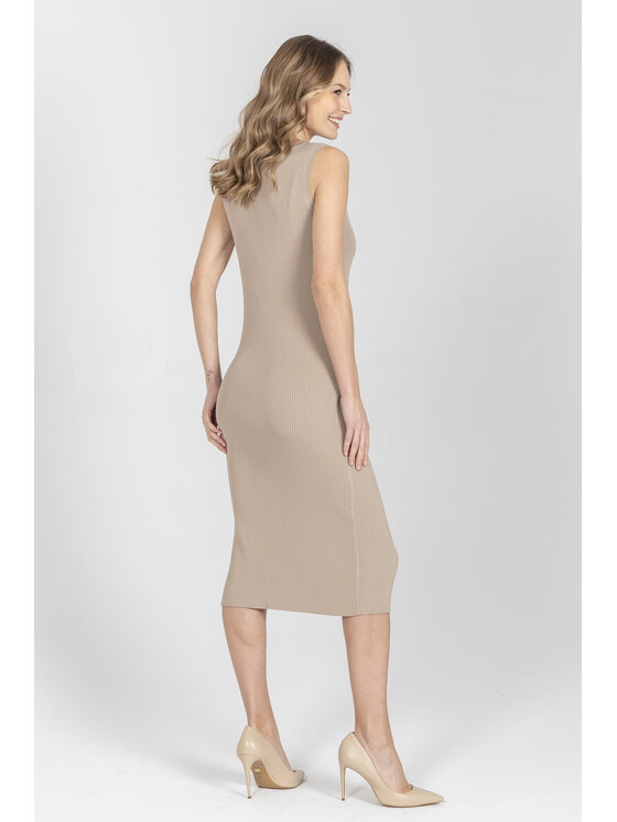 Deni Cler Milano Deni Cler Milano Sukienka dzianinowa T-DC-304D-F2-20-18-1 Beżowy Slim Fit