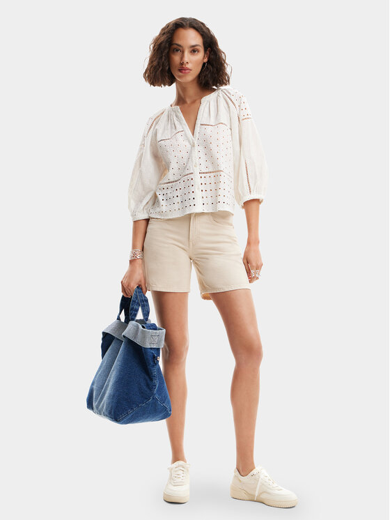 Desigual Desigual Блуза Julieta 24SWBW27 Бял Loose Fit